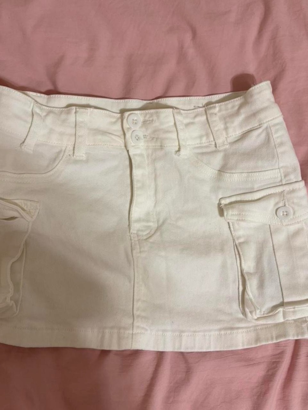 Shein White Cargo Mini Skirt Shorts - Women's Casual Utility Style